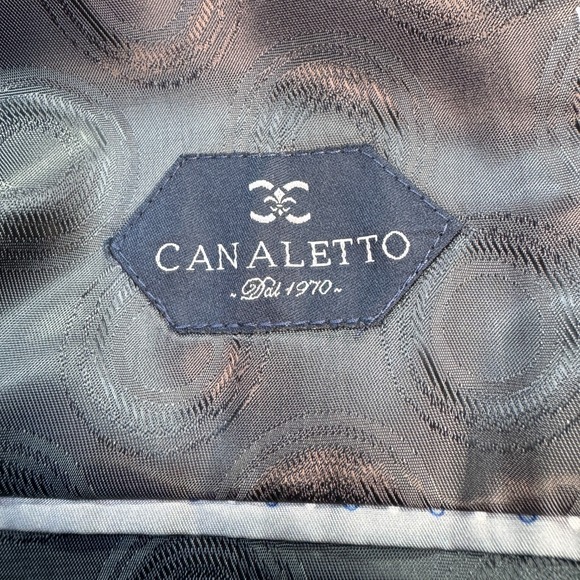 Canaletto‎ Men's 44L Blue Windowpane Wool Sport Coat Vitale Barberis Canonico - Picture 10 of 12